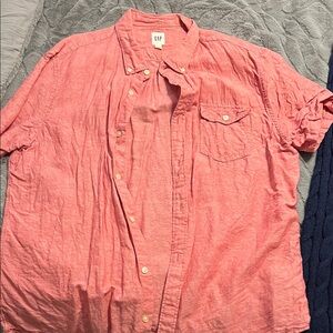 GAP Men's Button Down Shirt short sleeve linen size XL extra large